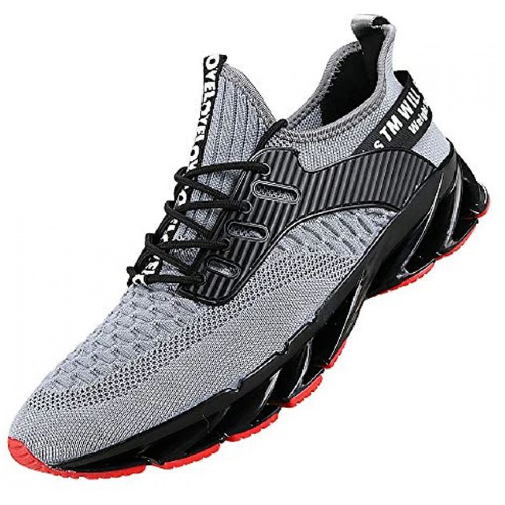 Men's Athletic Running Shoes Mesh Lightweight Sneakers Breathable Stylish Gym Casual Tennis Sport Shoes Gray